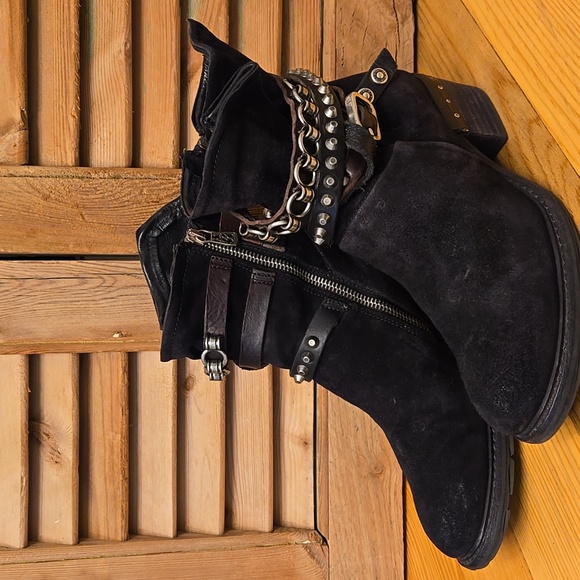 SALE!! A.S.98 CHESTER Black Sueded Leather Short Boots - Picture 3 of 14